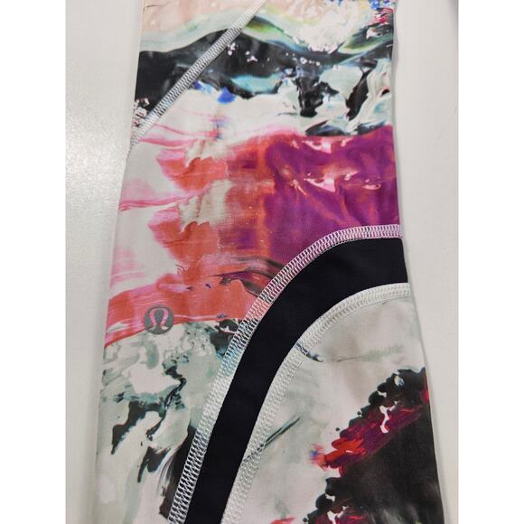 Lululemon Run: Inspire Crop ll watercolor leggings size 4 tie dye colorful cute - Picture 7 of 10